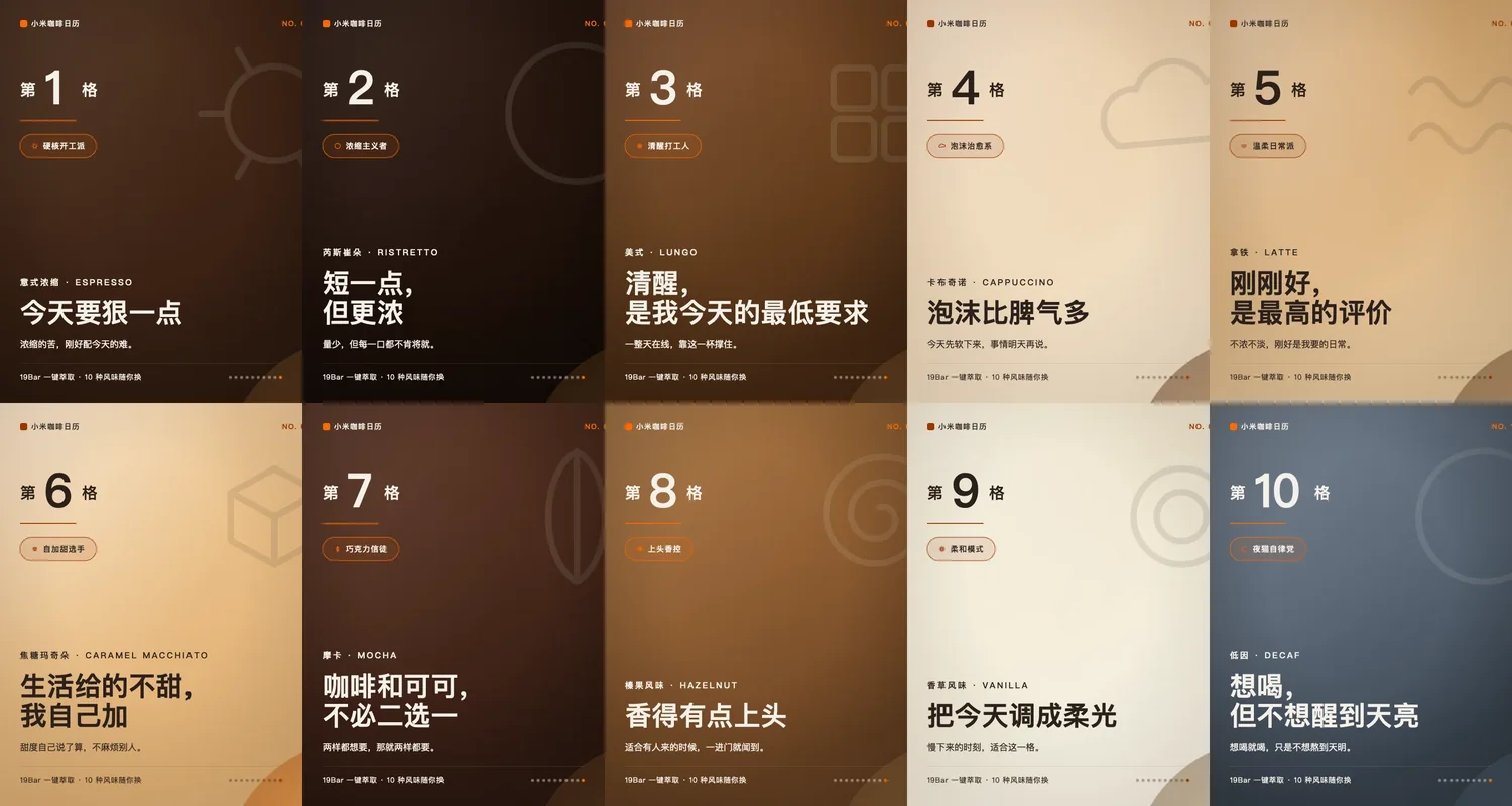 一次生成的 10 格 KV 延展视觉总览，统一版式与配色